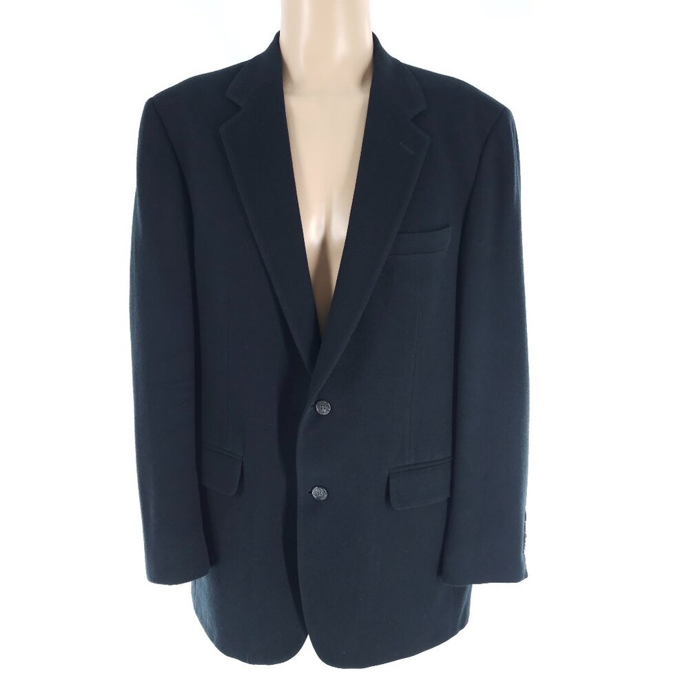 bill blass Men Sport Coat 100% Camel Hair Two Button Black Size 42L - USA